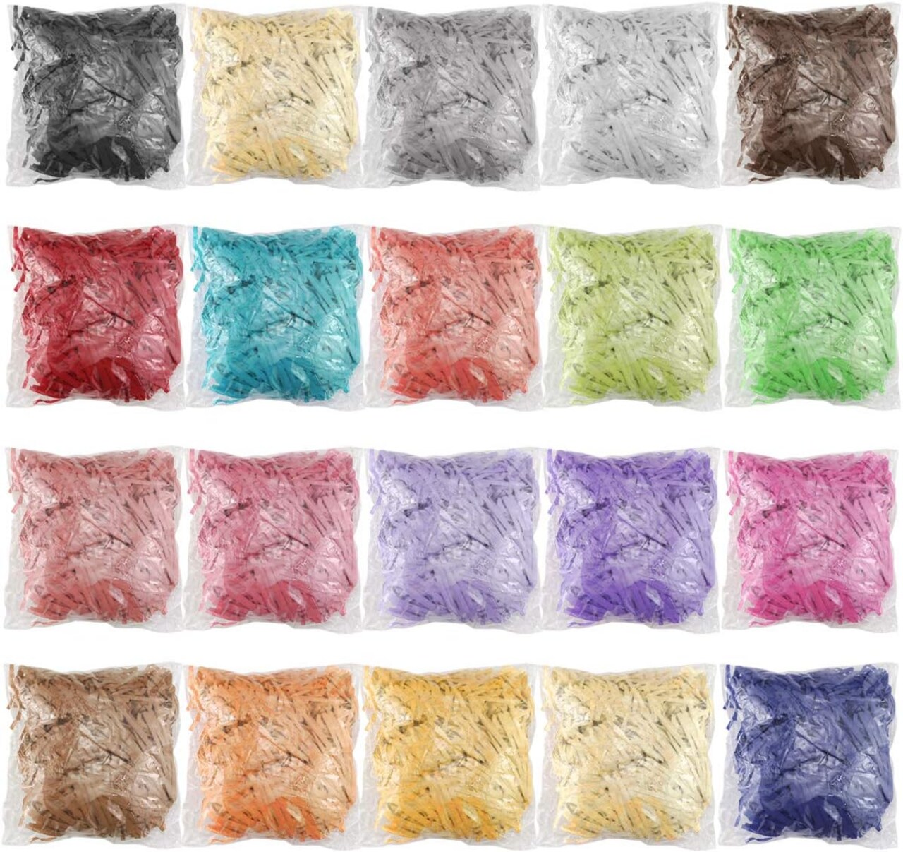 20Pack 14oz/400g Multicolored Raffia Paper Crinkle Confetti Shredded Shreds for Tissue Paper Gift Wrapping,Craft DIY,Basket Packaging Filling,Easter Decoration